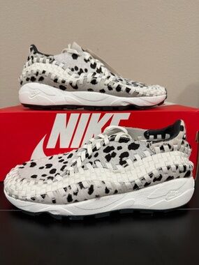 Size 9.5 - Nike Women’s Air Footscape Woven “White Cow Print”